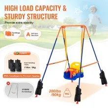 VEVOR Juegos de columpios para patio trasero Juego de columpios para niños pequeños 3 en 1 con 4 sacos de arena plegables