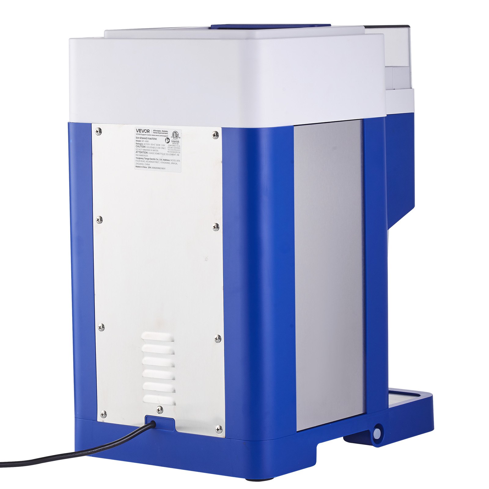 VEVOR - Máquina para raspar hielo comercial, 1.91 qt/1.8 l, eléctrica, grande, para conos de nieve, fina y esponjosa, con motor de 300 W, cuchillas de acero inoxidable, ideal para postres, fiestas, restaurantes, color azul