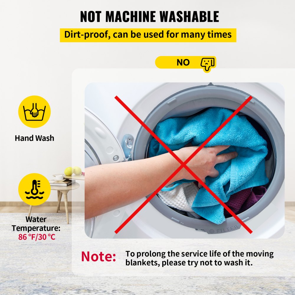 Mantas de mudanza VEVOR, 80" x 72" (peso 30 lb/dz) - Paquete de 4, manta de embalaje profesional de algodón no tejido y reciclado, almohadillas resistentes para proteger muebles, pisos y electrodomésticos, color negro