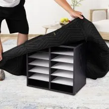 Mantas de mudanza VEVOR, 80" x 72" (peso de 30 lb/dz), 4 paquetes, manta de embalaje de algodón reciclado y no tejido profesional, almohadillas de mudanza resistentes para proteger muebles, pisos, electrodomésticos, color negro