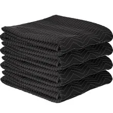 Mantas de mudanza VEVOR, 80" x 72" (peso de 30 lb/dz), 4 paquetes, manta de embalaje de algodón reciclado y no tejido profesional, almohadillas de mudanza resistentes para proteger muebles, pisos, electrodomésticos, color negro