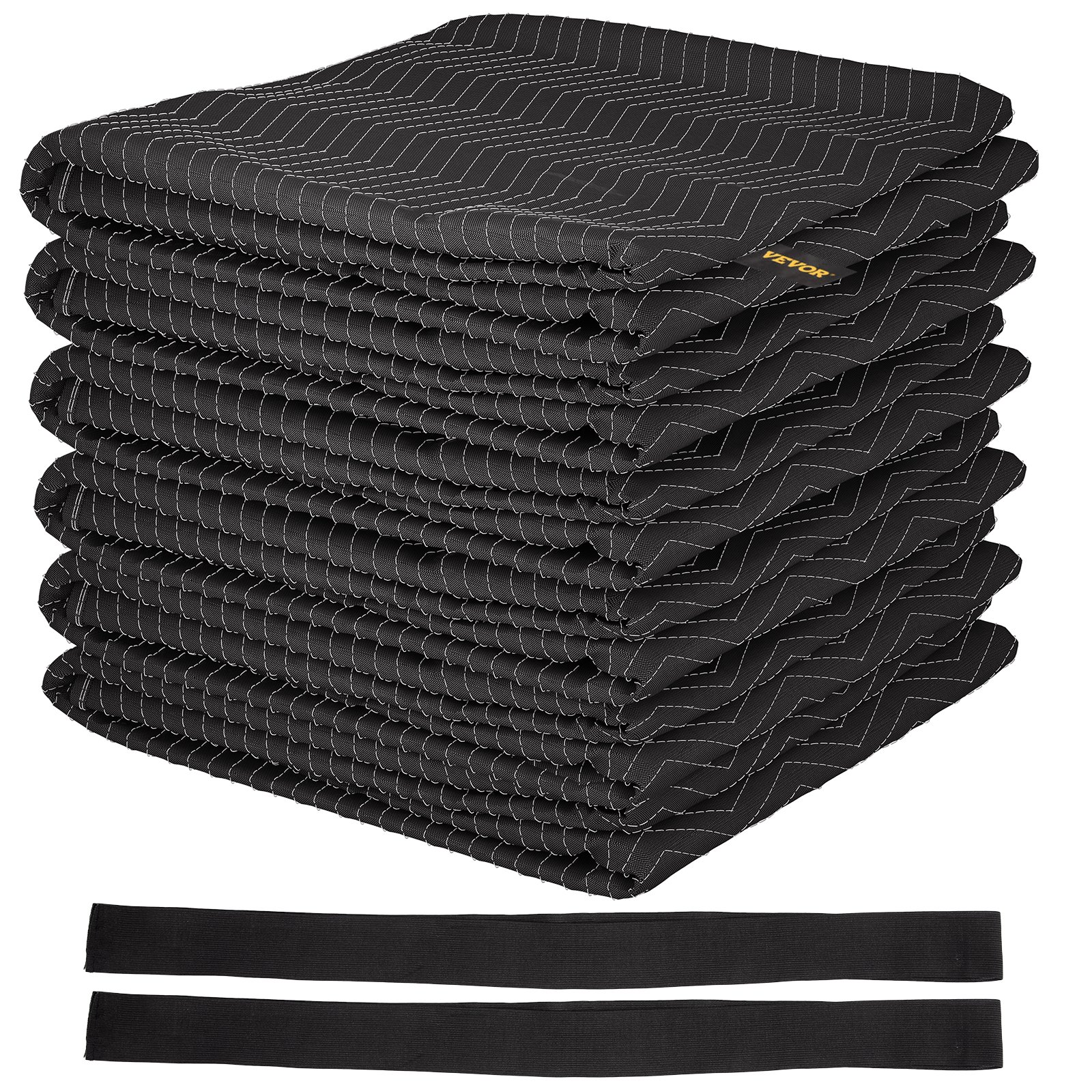 Mantas de mudanza VEVOR, 80" x 72" (peso de 45 lb/dz), 6 paquetes, manta de embalaje de algodón reciclado y no tejido profesional, almohadillas de mudanza resistentes para proteger muebles, pisos, electrodomésticos, color negro