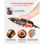 Kit de herramientas rotativas VEVOR de 84 piezas, miniherramienta rotativa eléctrica de 200 W con cable, 6 velocidades (8000-40000 RPM), herramientas multiusos para grabar, lijar, pulir, tallar, amolar, cortar y hacer manualidades.