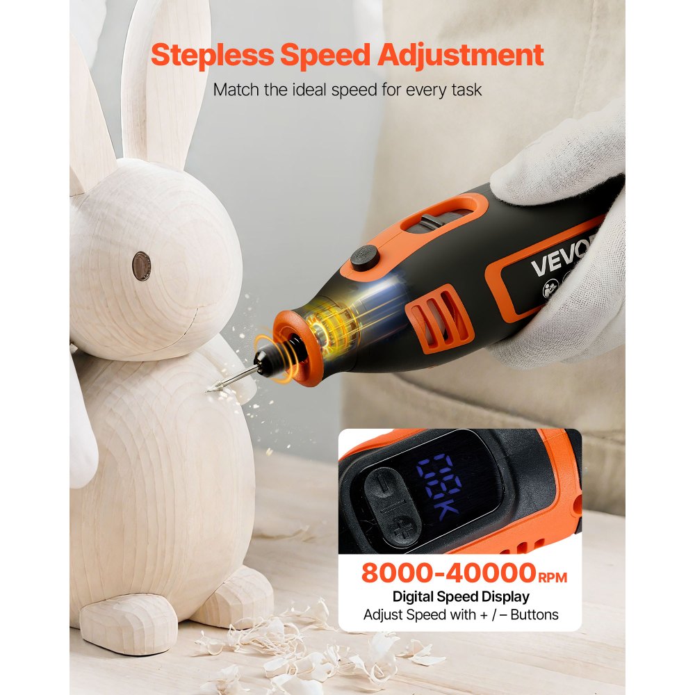 Kit de herramientas rotativas VEVOR de 51 piezas, miniherramienta rotativa eléctrica de 200 W con cable, 8000-40000 RPM, multiusos, con mandril universal para grabar, lijar, amolar, pulir, cortar y hacer manualidades.