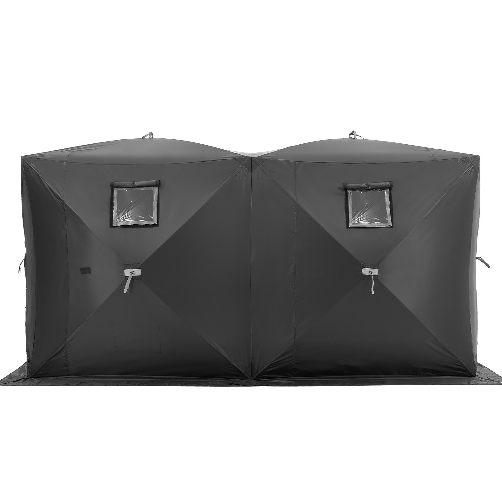 Refugio de hielo portátil VEVOR, tienda de campaña plegable para pesca en hielo para 6-8 personas, 6,5 m² de superficie de pesca, refugio para pesca en invierno, cubo de hielo Oxford impermeable con anclas, cuerdas y bolsa de transporte, 360 x 180 cm, color negro