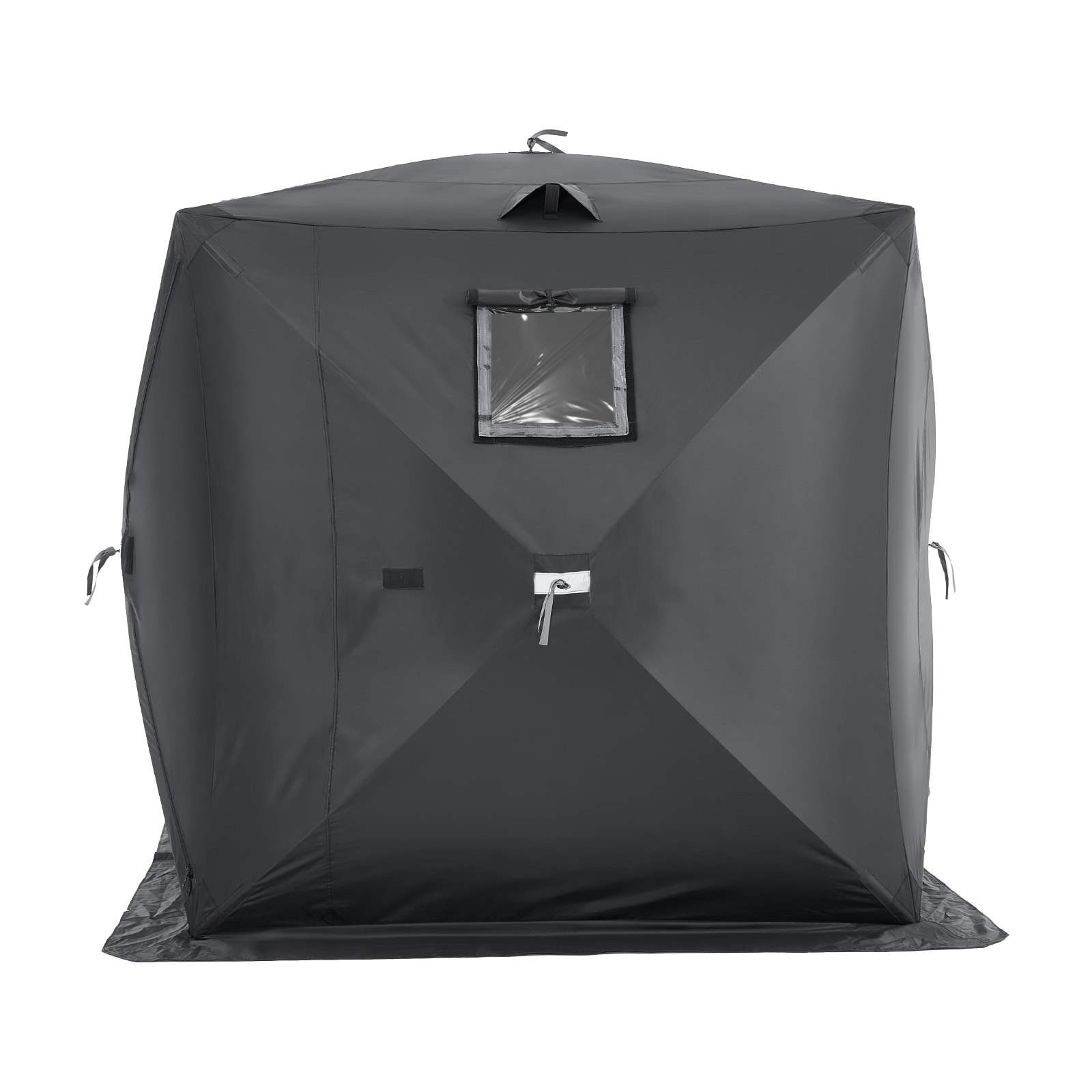 Refugio de hielo portátil VEVOR, tienda de campaña emergente para pesca en hielo para 3-4 personas, 43 pies cuadrados de superficie de pesca, refugio para pesca en invierno, cubo de hielo Oxford impermeable con anclas, cuerdas y bolsa de transporte, 90" x 90", color negro