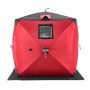 VEVOR Portable Ice Shelter, 1-2 Person Insulated Pop-Up Ice Fishing Tent, 24 Square Feet Fishable Area, Thermal Ice Shanty for Winter Fishing, Ice Cube with Anchors, Ropes, Carrying Bag, 60"x60", Red