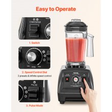 Licuadora de 61 oz y 1400 W para batidos Licuadora procesadora de alimentos para cocina