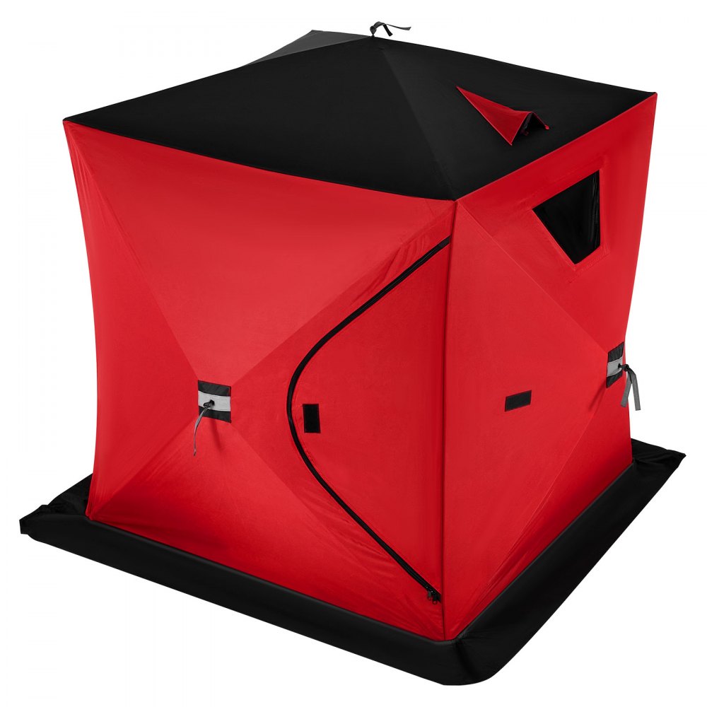 Tienda de campaña para pesca en hielo VEVOR para 2 o 3 personas, tela Oxford 300D, portátil, con diseño desplegable, resistente al agua y al viento, ideal para pesca al aire libre, color rojo