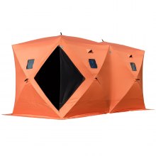 VEVOR Refugio de Pesca en Hielo para 8 Personas, Tienda de Pesca en Hielo con Aislamiento portátil Pop-Up, Tela Oxford Impermeable Naranja