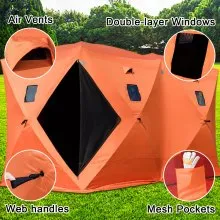 VEVOR Refugio de Pesca en Hielo para 8 Personas, Tienda de Pesca en Hielo con Aislamiento portátil Pop-Up, Tela Oxford Impermeable Naranja