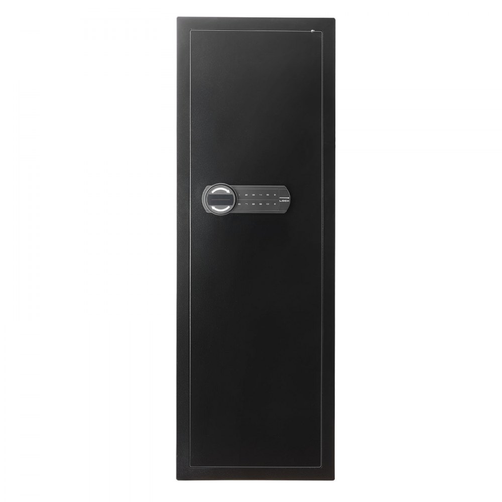 Caja fuerte de pared VEVOR, caja fuerte oculta de 4 niveles para armas con contraseña y llave, de acero laminado en frío Q235 con iluminación LED, 3 estantes ajustables y llaveros para dinero, joyas y pasaporte, color negro.