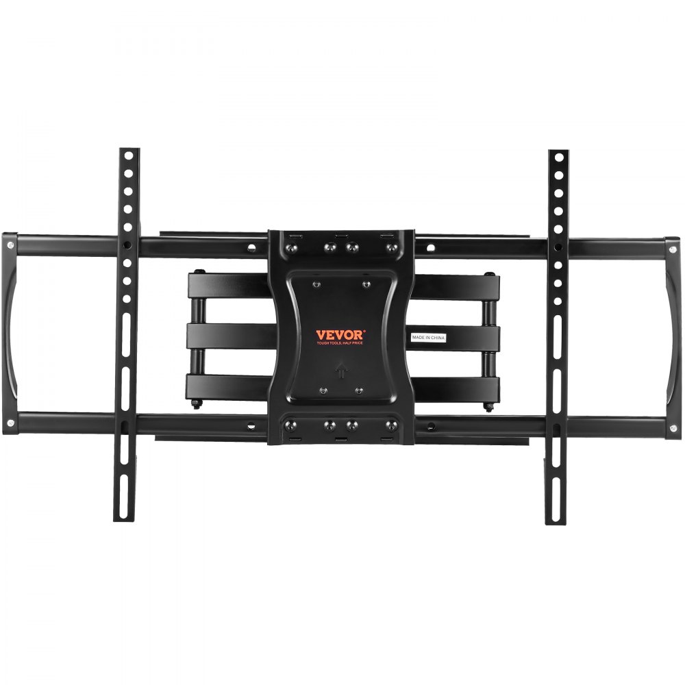 Soporte de TV de movimiento completo VEVOR con brazos ajustables y marco negro resistente.
