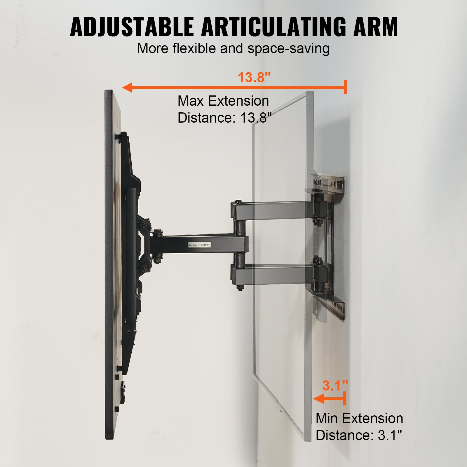 Soporte de TV de movimiento completo VEVOR con brazo articulado ajustable que se extiende de 3,1&quot; a 13,8&quot;.