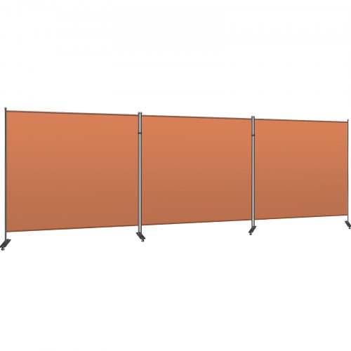 VEVOR Biombo Divisor 3 Paneles de Pie Naranja Separador de Ambientes Plegable de 360 Grados 150x180 cm de Tela Impermeable Biombos Separadores de Privacidad con 8 Ruedas para Hogar, Oficina, Salón