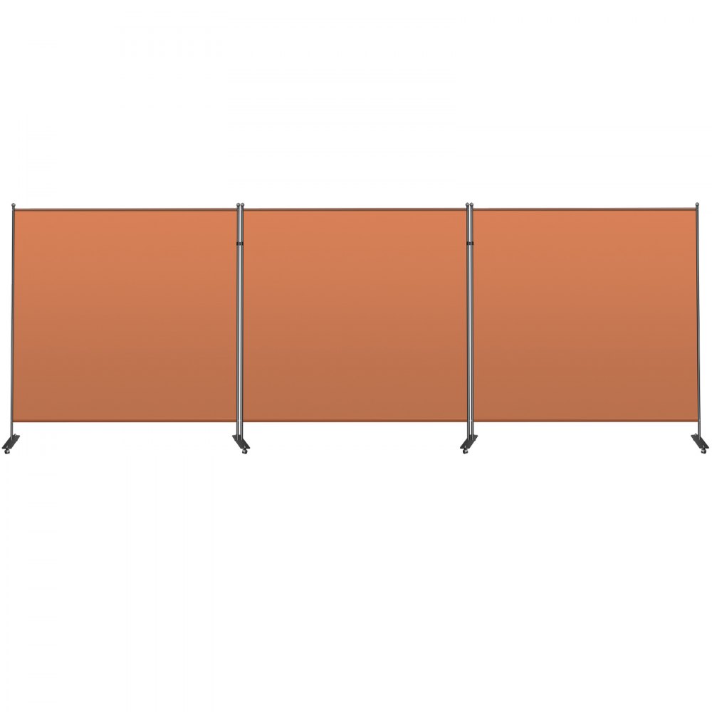 VEVOR Biombo Divisor 3 Paneles de Pie Naranja Separador de Ambientes Plegable de 360 Grados 150x180 cm de Tela Impermeable Biombos Separadores de Privacidad con 8 Ruedas para Hogar, Oficina, Salón