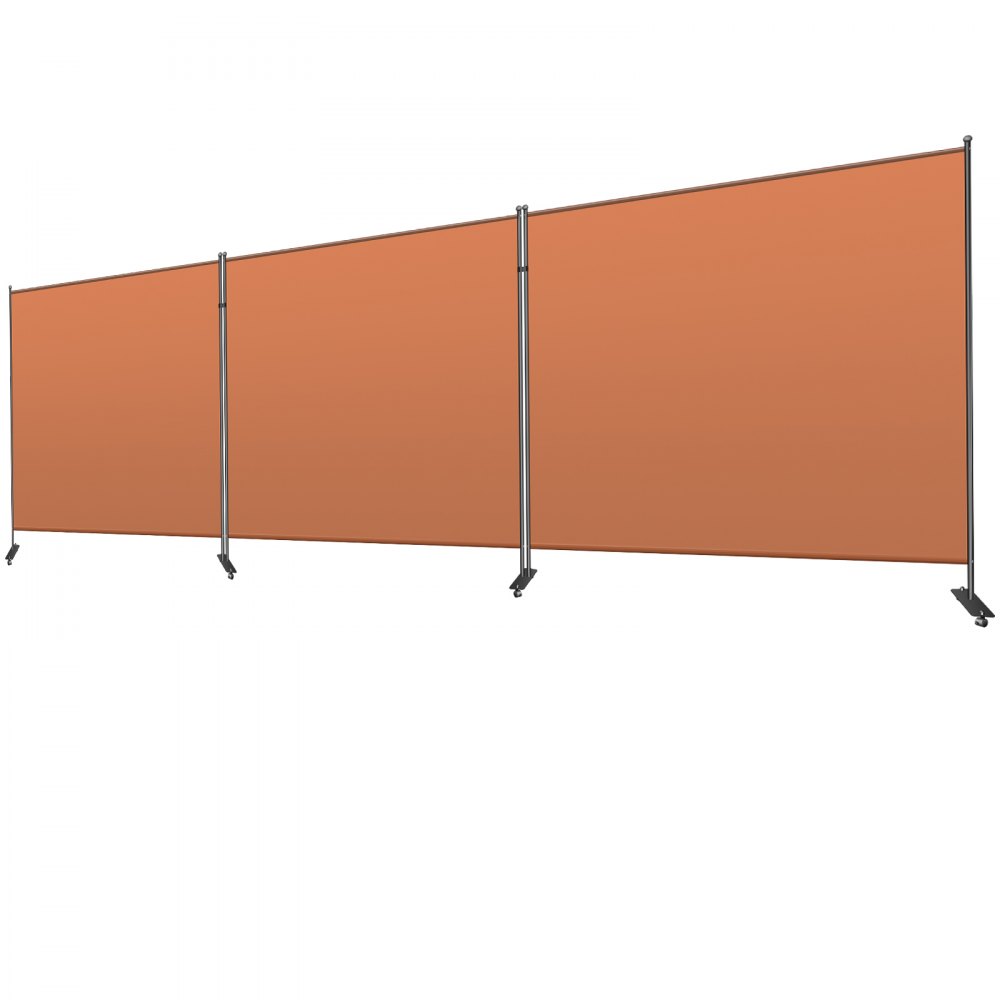 VEVOR Biombo Divisor 3 Paneles de Pie Naranja Separador de Ambientes Plegable de 360 Grados 150x180 cm de Tela Impermeable Biombos Separadores de Privacidad con 8 Ruedas para Hogar, Oficina, Salón