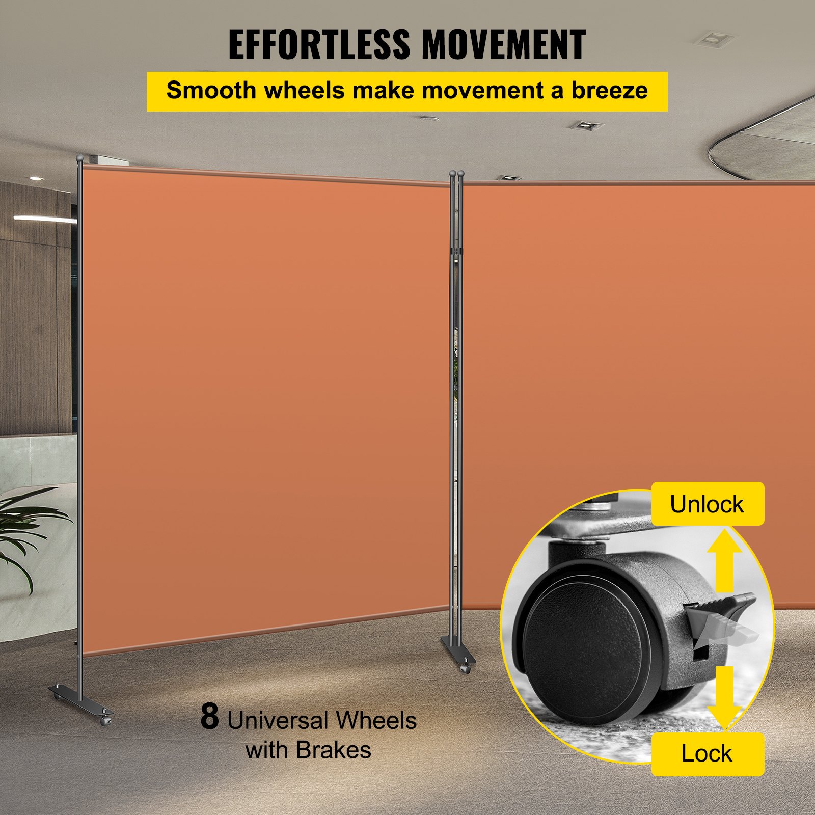 Tuspuzz 3 Paneles Biombo Divisor Naranja Separador de Ambientes Plegable 216"x72"