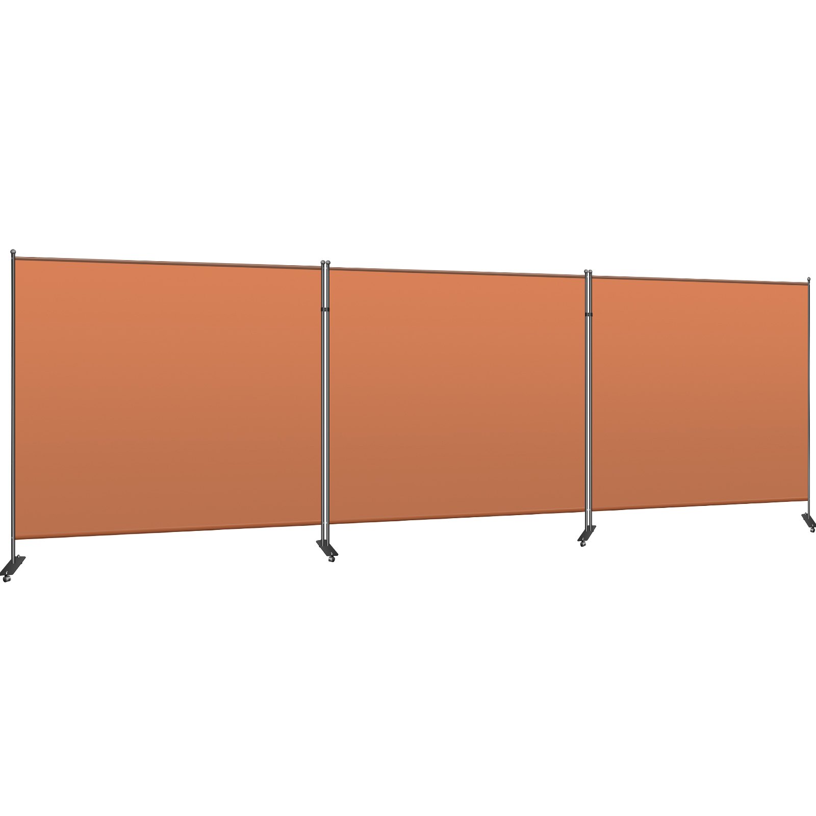 VEVOR Biombo Divisor 3 Paneles de Pie Naranja Separador de Ambientes Plegable de 360 Grados 150x180 cm de Tela Impermeable Biombos Separadores de Privacidad con 8 Ruedas para Hogar, Oficina, Salón