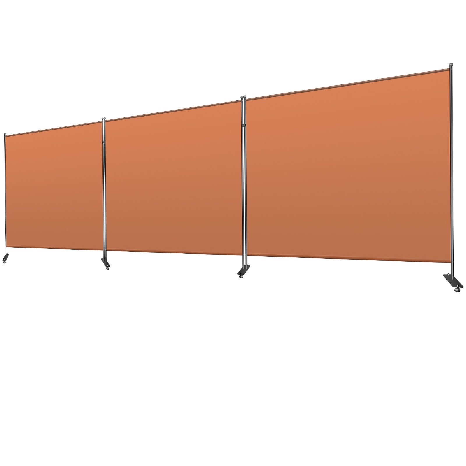 VEVOR Biombo Divisor 3 Paneles de Pie Naranja Separador de Ambientes Plegable de 360 Grados 150x180 cm de Tela Impermeable Biombos Separadores de Privacidad con 8 Ruedas para Hogar, Oficina, Salón