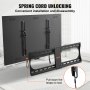 VEVOR Soporte de pared universal para TV, soporte de TV de perfil bajo que se adapta a la mayoría de televisores de 37 a 70 pulgadas, soportes de TV de montaje en pared inclinables, VESA máximo de 600 x 400 mm, soporta hasta 132 libras