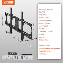 VEVOR Soporte de pared universal para TV, soporte de TV de perfil bajo que se adapta a la mayoría de televisores de 37 a 70 pulgadas, soportes de TV de montaje en pared inclinables, VESA máximo de 600 x 400 mm, soporta hasta 132 libras