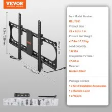 VEVOR Soporte de pared universal para TV, soporte de TV de perfil bajo que se adapta a la mayoría de televisores de 37 a 70 pulgadas, soportes de TV de montaje en pared inclinables, VESA máximo de 600 x 400 mm, soporta hasta 132 libras