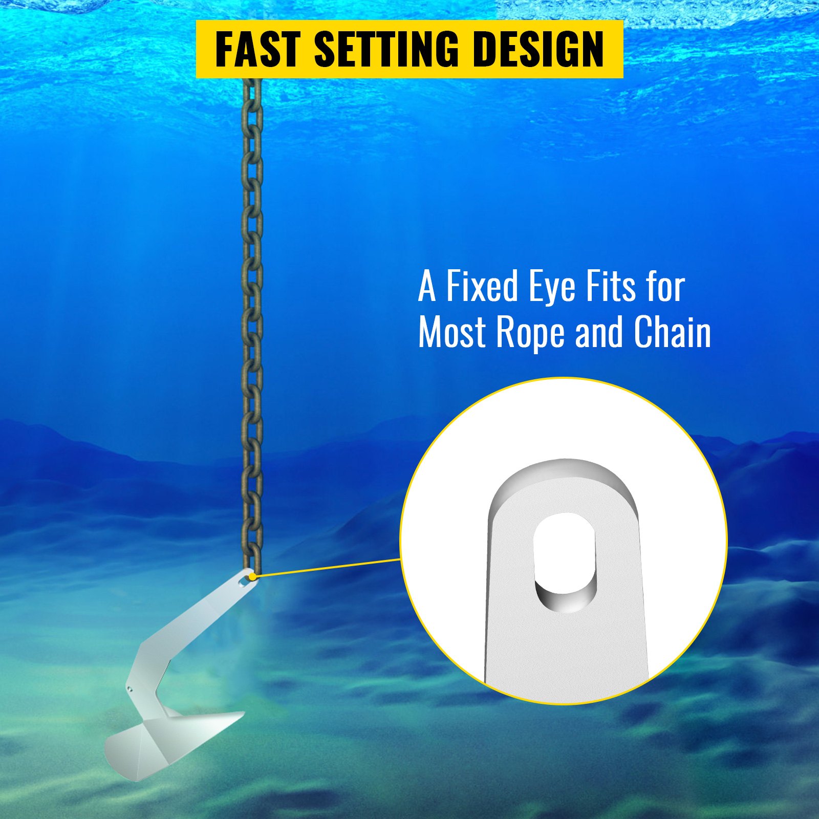 VEVOR Ancla de barco tipo Delta 35 lb 16 kg Ancla Delta, Ancla de barco de acero galvanizado, Ancla de arado triangular Ancla marina de barco, Ancla de arado resistente para amarre de barco en la playa, Barcos de 33'-46'
