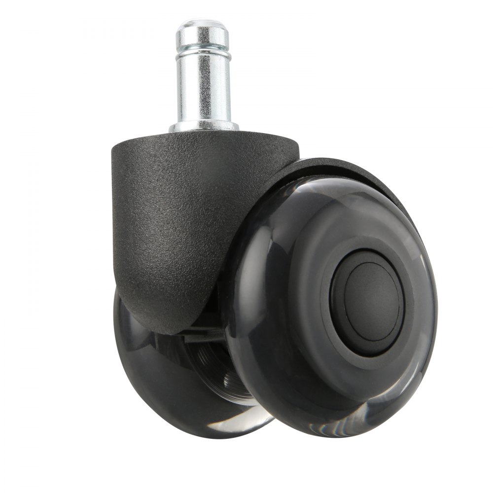 Ruedas para silla de oficina VEVOR de color negro y transparente con vástago de metal para una fácil instalación.