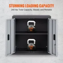 VEVOR Gabinete de pared plegable, casillero de garaje de metal montado, cofre de herramientas pequeño de 26 pulgadas, capacidad de carga de 240 libras, estante ajustable, archivo de puerta magnético p