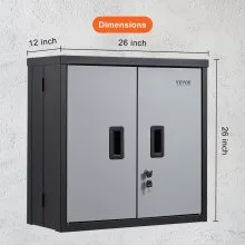 VEVOR Gabinete de pared plegable, casillero de garaje de metal montado, cofre de herramientas pequeño de 26 pulgadas, capacidad de carga de 240 libras, estante ajustable, archivo de puerta magnético p