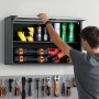VEVOR Armario de Pared para Taller, 770 x 305 x 500 mm, Armario de Herramientas de Garaje de Metal con Puerta Abatible, Capacidad de 108,86 kg, para Garaje, Sótano, Cocina y Almacén, Negro