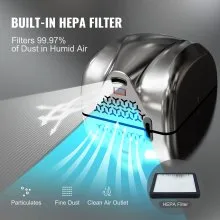 VEVOR Secador de manos comercial de alta resistencia, soplador de mano automático de viento caliente de acero inoxidable de alta velocidad de 1300 W, enchufe de 120 V/cableado dos opciones de alimentación, compatible con baños de negocios industriales