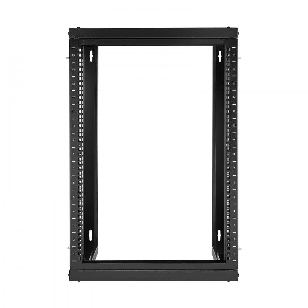 VEVOR 15U Wall Mount Server Rack, 150 lbs Max Load Capacity, Open Frame Network Rack with 180 Degrees Gate Swing, Carbon Steel, for 19-Inch IT Network Equipment & AV Devices Computer Server, Black