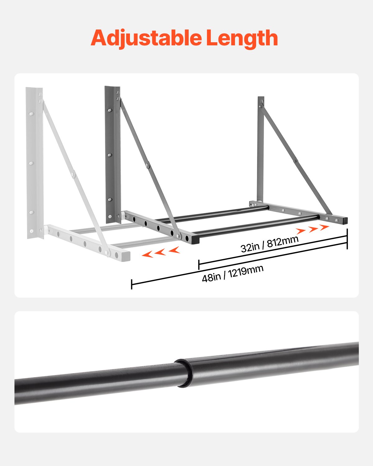 VEVOR - Soporte de pared plegable para neumáticos, ajustable de 81 a 122 cm, Q235, de acero resistente, para neumáticos estándar de R14 a R20 pulgadas, capacidad de carga máxima de 136 kg, para taller de reparación.