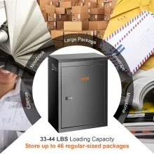 Cajas de entrega de paquetes VEVOR para exterior 15.4" x 10.6" x 20.5", buzón de acero galvanizado para montaje en pared con cerradura codificada, deflector antirrobo, IPX3 impermeable con cerradura para porche, lado de la acera