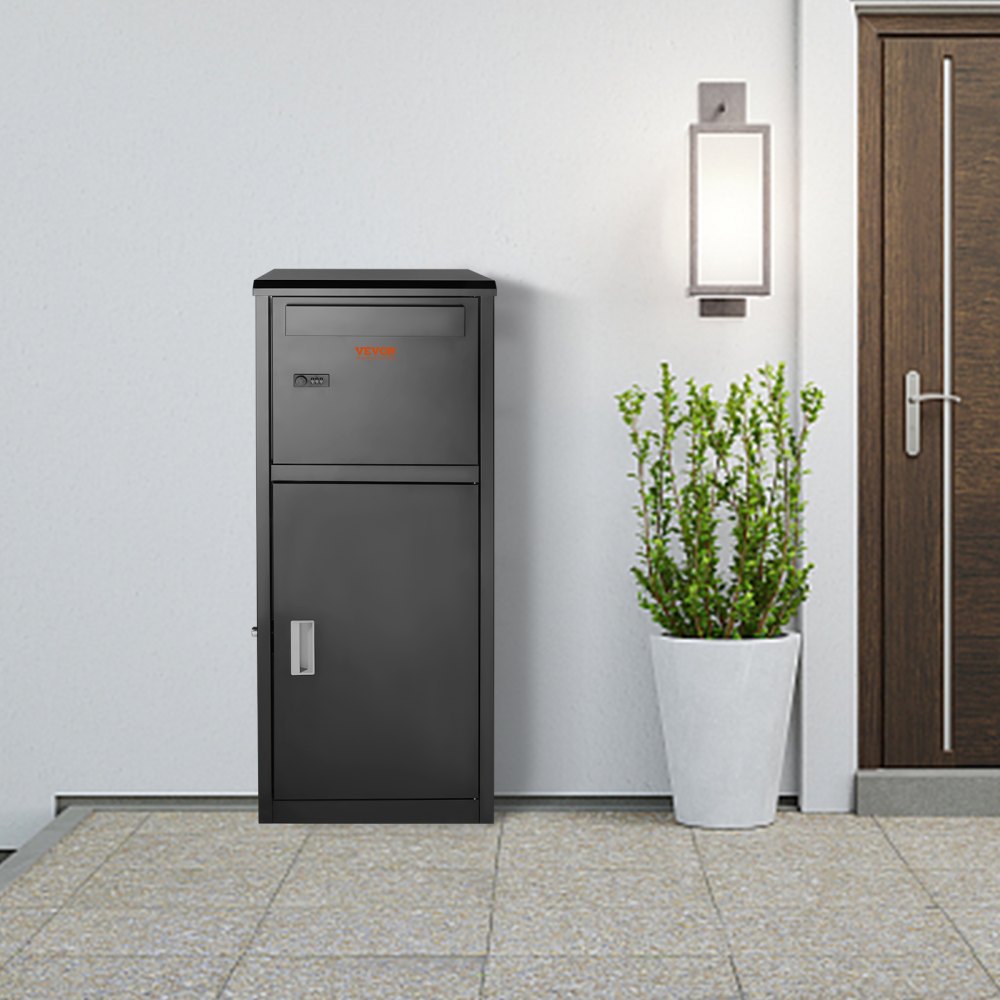VEVOR Buzón para Paquetes 41,2 x 40,1 x 110,5 cm, Buzón de Acero Galvanizado con Cerradura Código Deflector de Montaje en Suelo Antirrobo Extraíble Impermeable. Depósito de Paquete a Porche Exterior