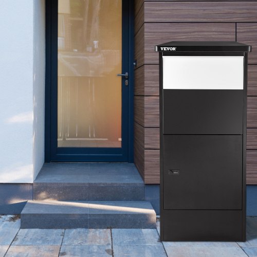 VEVOR Buzón de Correo Independiente Bloqueo de Código Buzón de Paquetería Negro y Blanco Buzón para Paquetes 18,9"x12"x44" Gran Capacidad en Porche Patio para Recibo de Carta Revista Paquetes Grandes