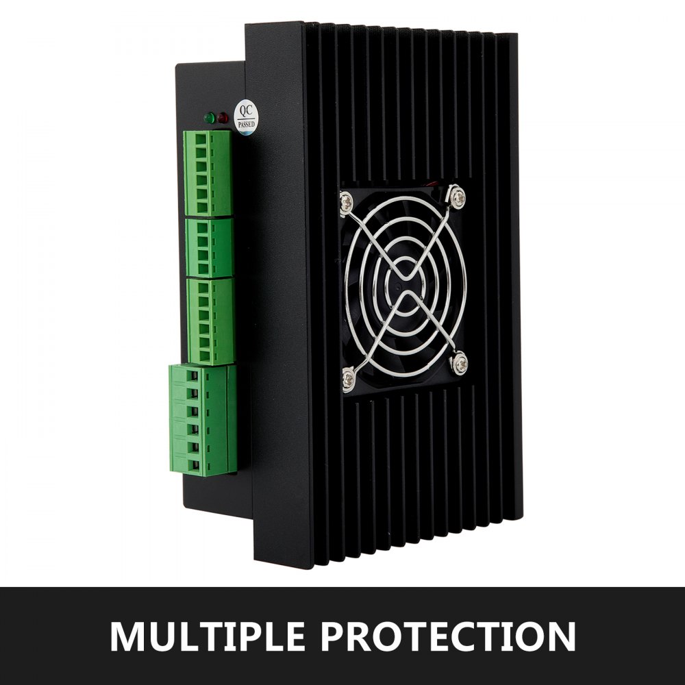Servomotor paso a paso VEVOR nema34 con ventilador de refrigeración y conectores verdes. Protección múltiple.
