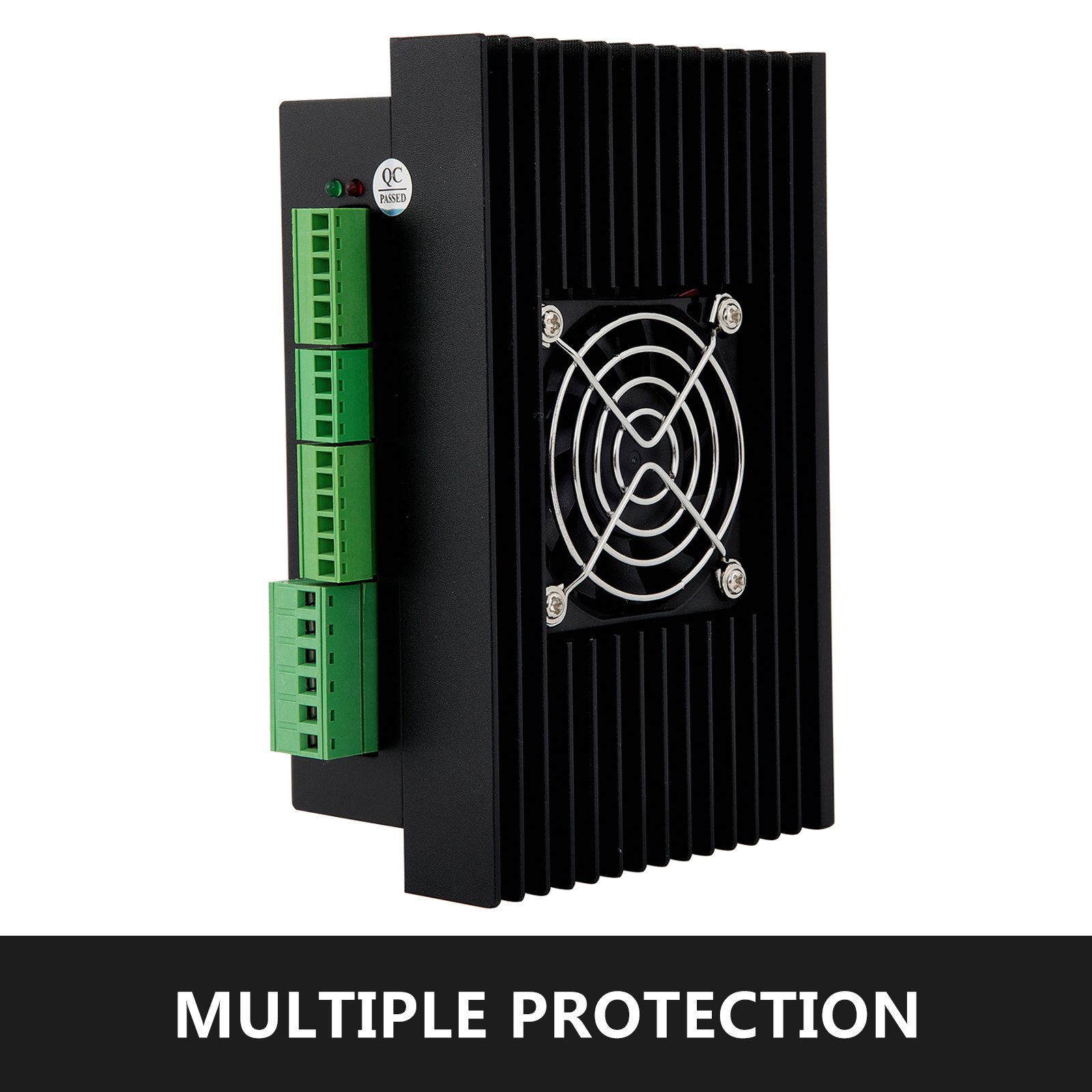 Servomotor paso a paso VEVOR nema34 con ventilador de refrigeración y conectores verdes. Protección múltiple.
