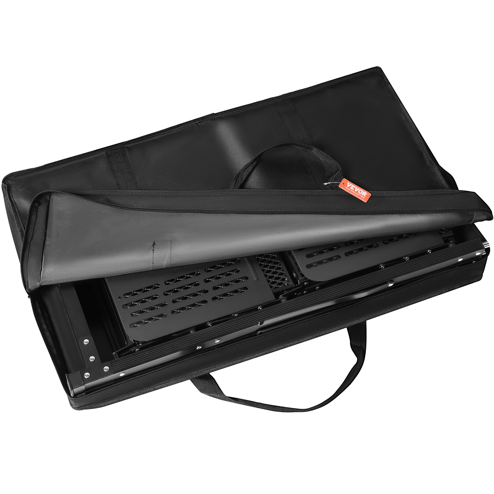 Mesa de cocina de camping VEVOR, estación de cocina portátil plegable de una sola pieza con bolsa de transporte, mesa de camping de aluminio con 4 mesas laterales de hierro y 2 estantes, ideal para picnics al aire libre, barbacoas, camping y viajes en autocaravana.