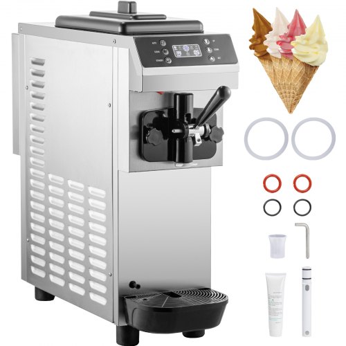 VEVOR Máquina comercial de helado suave 13L/H (3.4Gal/H) Máquina de helados Máquina de helado de sabor único Comercial con preenfriamiento 1200W