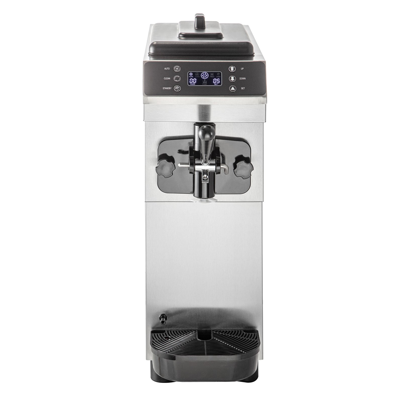 Máquina de helado suave VEVOR con pantalla digital y cuerpo de acero inoxidable.