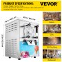 VEVOR Máquina de Helados Acero Inoxidable 1400W 4,3L Máquina para Hacer Helados