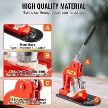 VEVOR Máquina Para Fabricar Botones Máquina De Prensa De Insignias Button Maker Machine Badge Pin Machine 1 25 Mm 500 Piezas gratis Kit de prensa