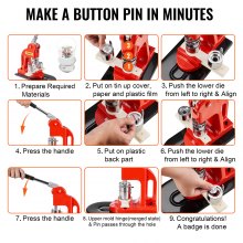 VEVOR Máquina Para Fabricar Botones Máquina De Prensa De Insignias Button Maker Machine Badge Pin Machine 1 25 Mm 500 Piezas gratis Kit de prensa