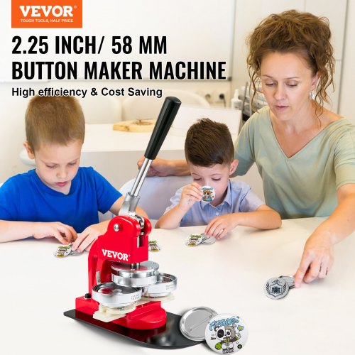 VEVOR Button Maker Machine Badge Pin Machine 2.25 "58 MM 500 Piezas gratis Kit de prensa