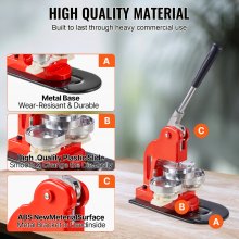 VEVOR Máquina Para Fabricar Botones Máquina De Prensa De Insignias Button Maker Machine Badge Pin Machine 2.25 58 Mm 500 Piezas gratis Kit de prensa