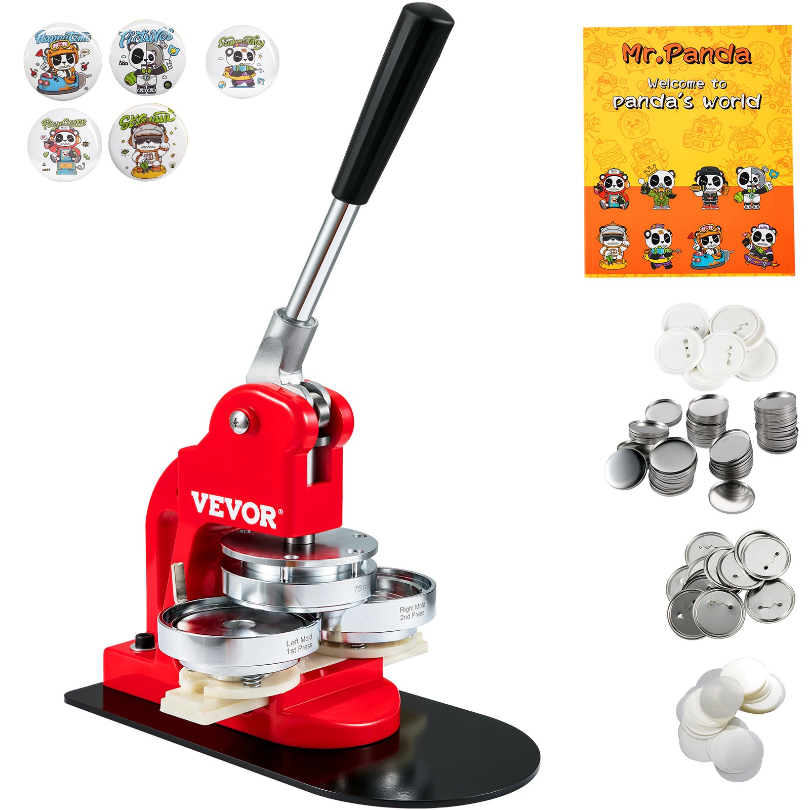 VEVOR Máquina Para Fabricar Botones Máquina De Prensa De Insignias Button Maker Machine Badge Pin Machine 3 75 Mm 500 Piezas gratis Kit de prensa