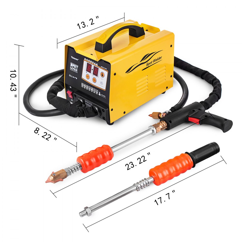 Extractor de abolladuras de soldador por puntos VEVOR de 220 V, kit de reparación de abolladuras de soldador de pernos de 3000 W, máquina de soldadura por puntos de 7 modelos para reparación de abolladuras de carrocería de coche